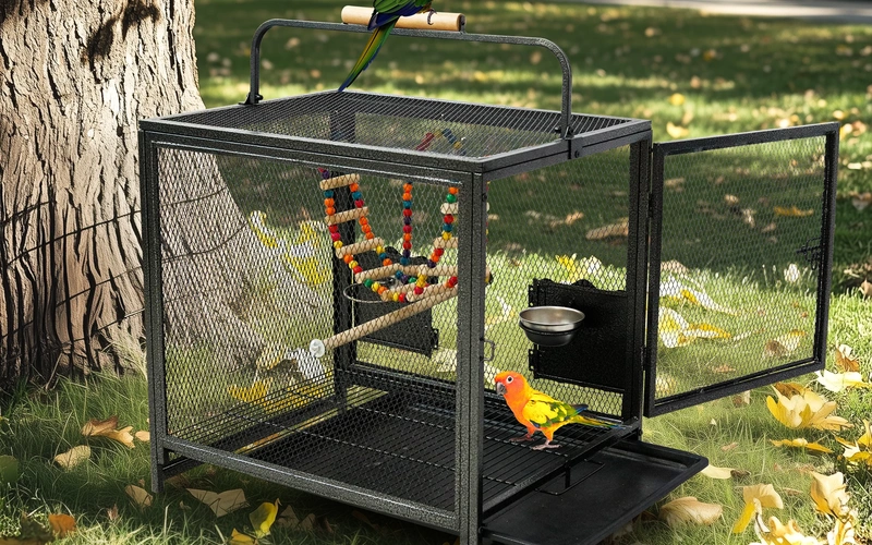 premium-stainlessbirdcage-for-travel-convenience